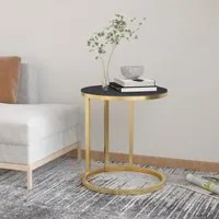 Tavolino Oro e Nero 45 cm in Vetro Temperato 331662