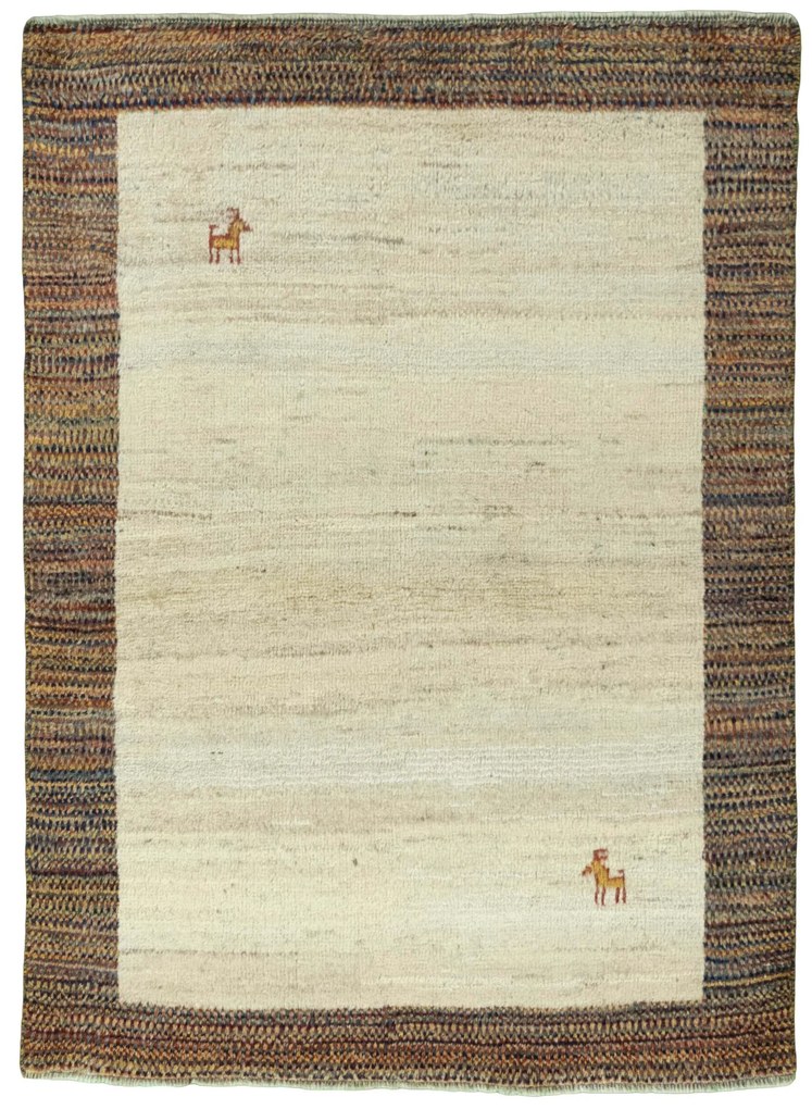 Gabbeh Tappeto 100 x 140 Beige (Iran) Annodato A Mano