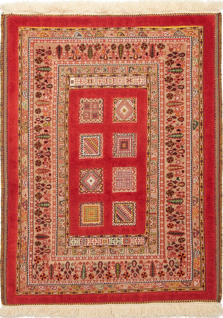 Tappeto 90 x 120 Rosso (Iran) Annodato A Mano