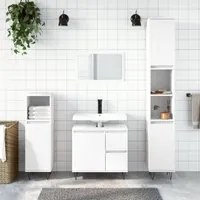 Set Mobili da Bagno 3 pz Bianco in Legno Multistrato 3190221