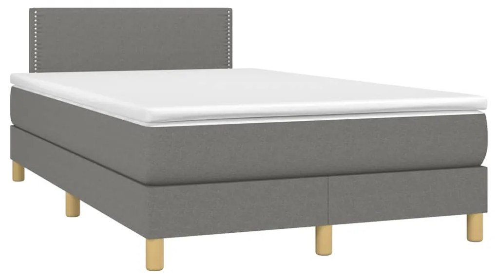 Letto a molle materasso e led grigio scuro 120x200cm in tessuto