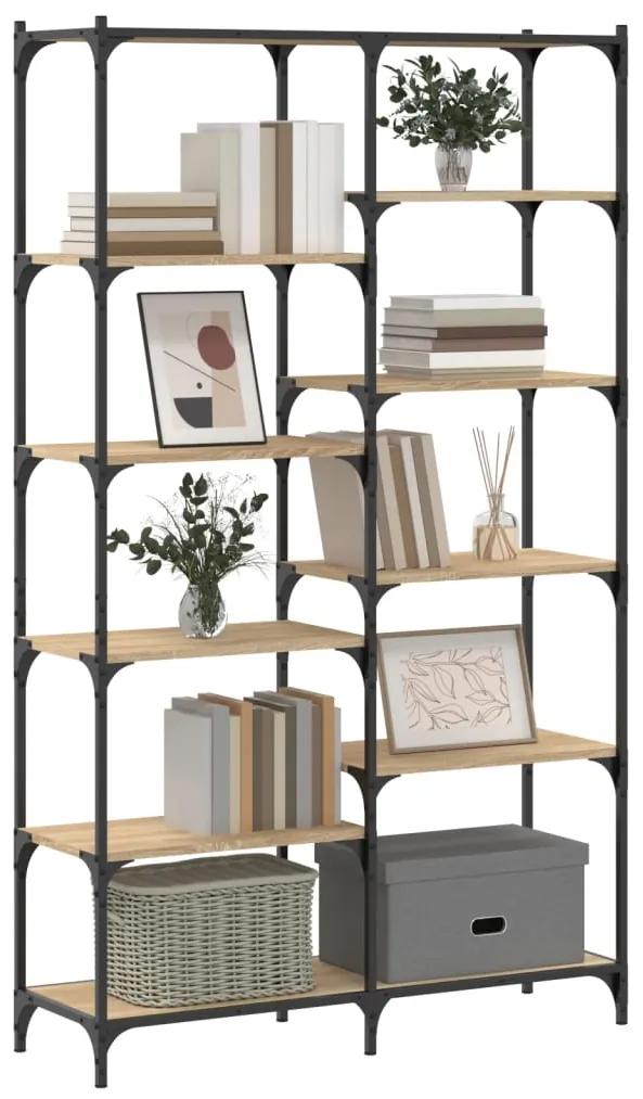 Libreria rovere sonoma 100x32x170 cm legno multistrato e ferro