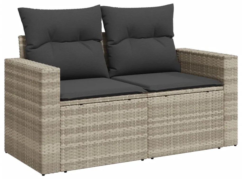 Set divano giardino 10 pz con cuscini grigio chiaro polyrattan