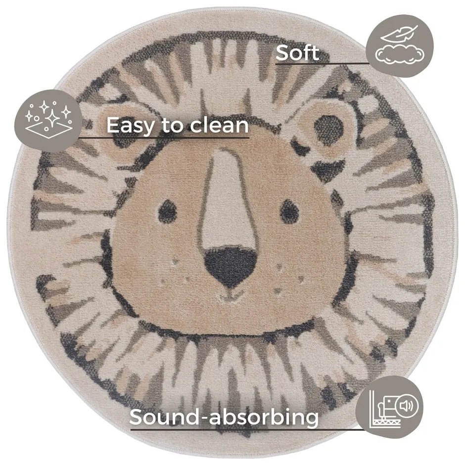 Tappeto beige per bambini ø 100 cm Lion - Hanse Home