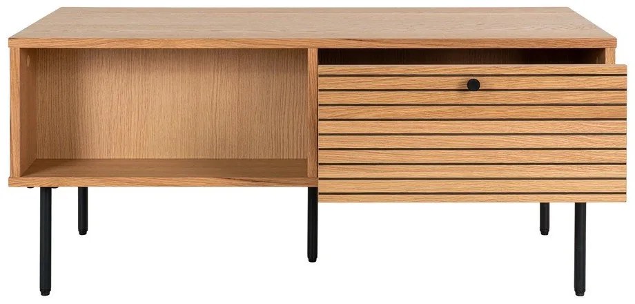 Tavolino color naturale con piano effetto rovere 50x100 cm Kyoto - House Nordic