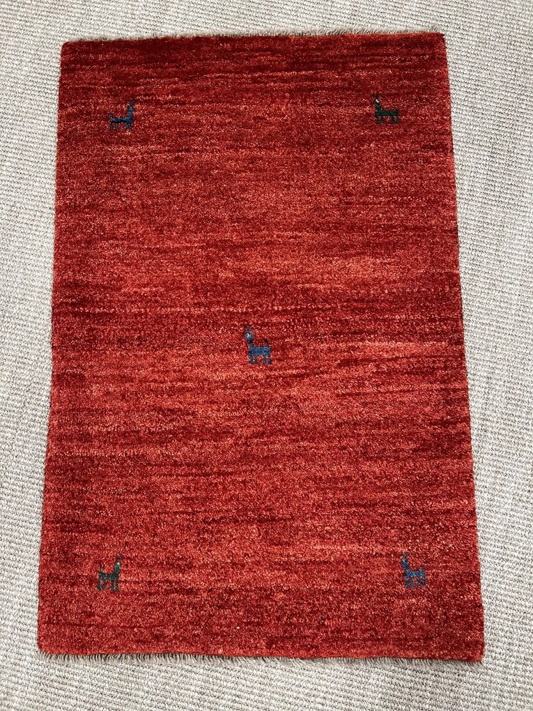 Gabbeh Tappeto 90x60 Rosso (Iran) Annodato A Mano