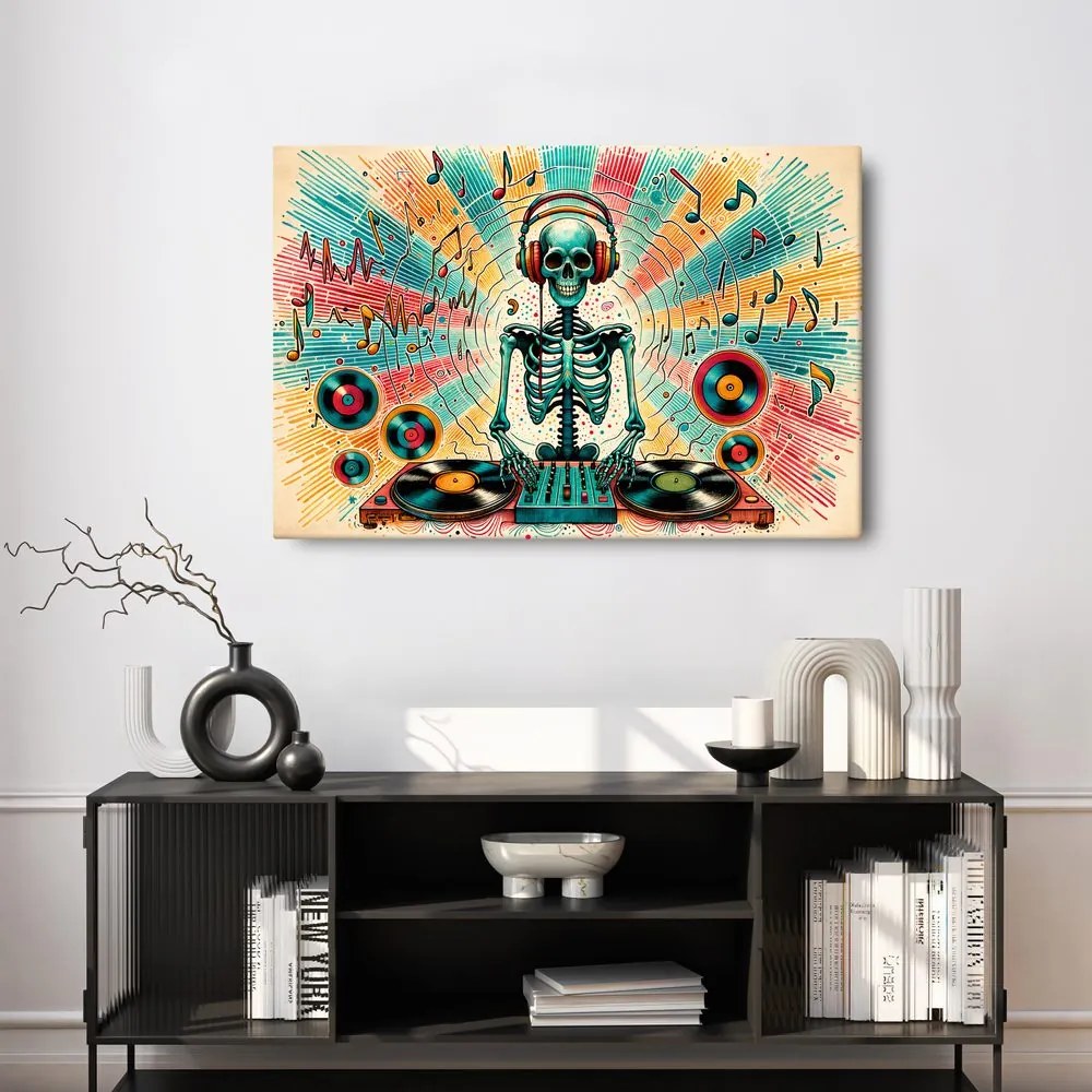 Quadro su tela – Scheletro disco con dischi