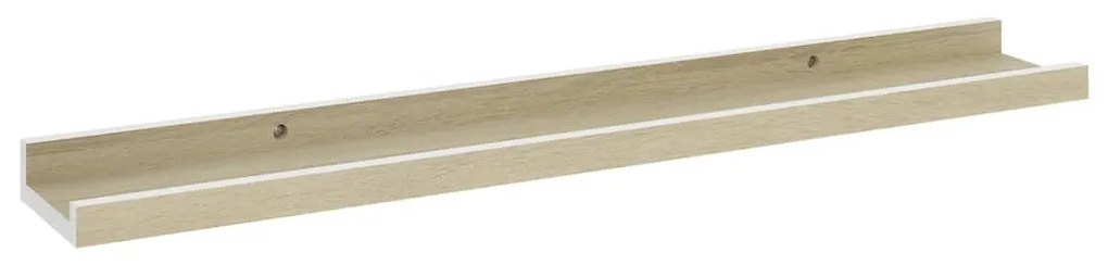 Mensole da parete 2 pz bianco e rovere sonoma 60x9x3 cm