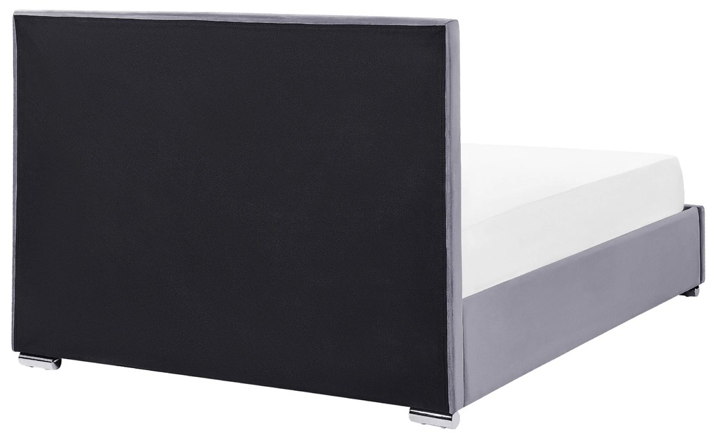 Letto matrimoniale con contenitore velluto grigio scuro 140 x 200 cm ROUEN Beliani