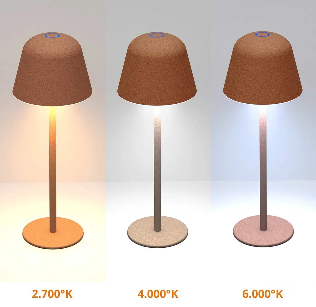 Lampada da Tavolo Ricaricabile 2.2W IP54 CCT Dimmerabile - Corten