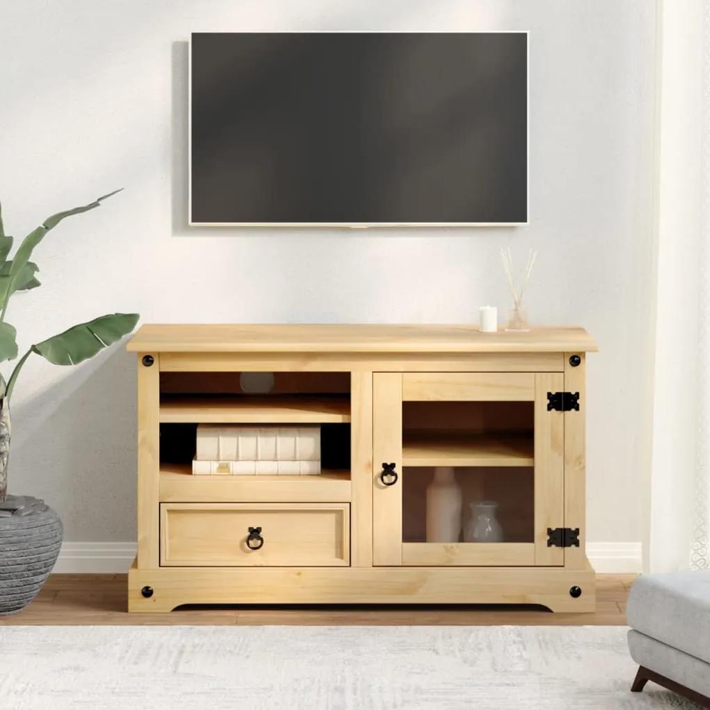 Mobile porta tv corona 100x45x58 cm in legno massello di pino