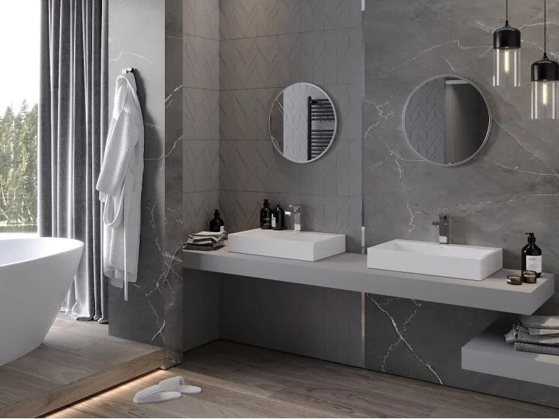 Mexen Loft specchio da bagno rotondo 50 cm, cornice inox - 9850-050-050-000-10
