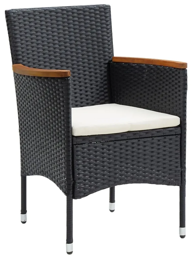 Set da pranzo da giardino 5 pz con cuscini nero
