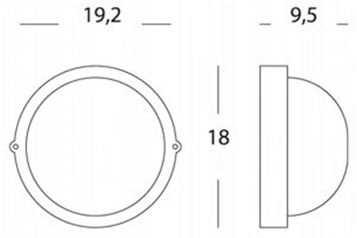 Applique Esterno Piccola Industriale Tonda Alluminio E Vetro Nero 1 Luce E27