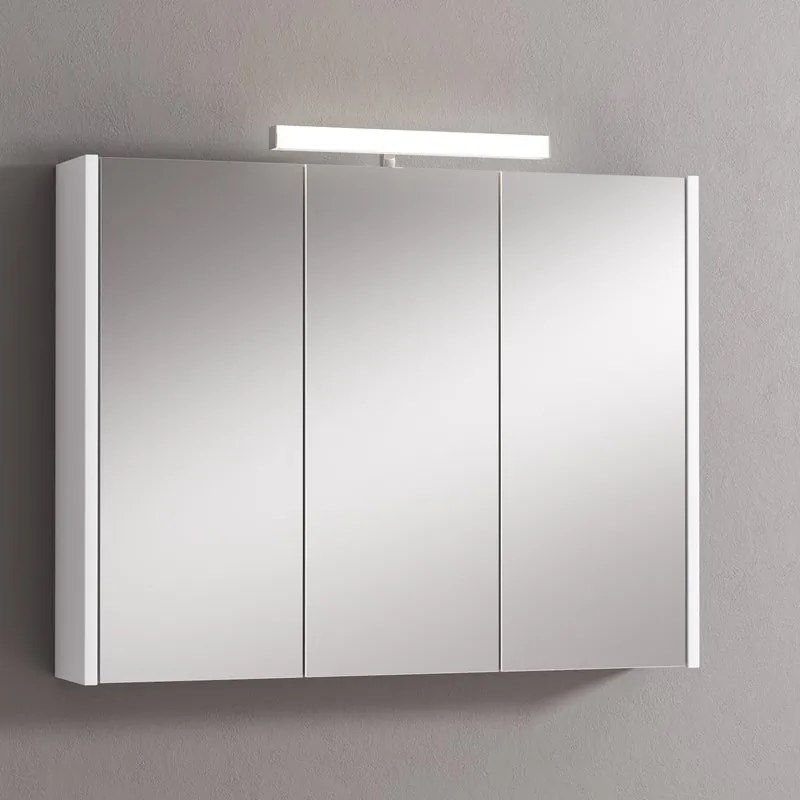 Pensile con luce Akira laccato lucido bianco L 90 x H 70 x P 15.5 cm
