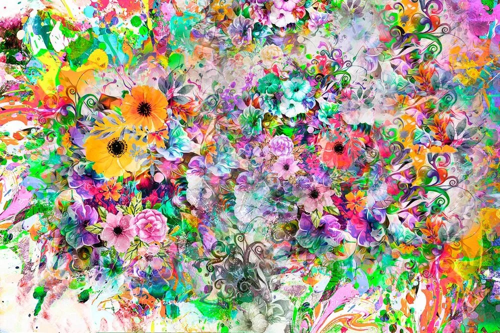 Carta da parati – Fiori multicolori