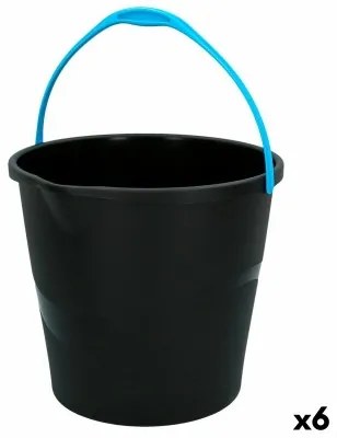 Secchio con Manico Colorbaby Nero 10 L 29,5 x 26 x 28,5 cm (6 Unità)