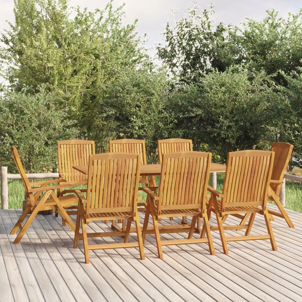 Sedie da giardino reclinabili 8 pz in legno massello di teak