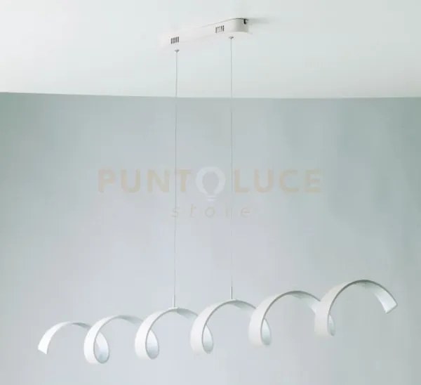 Lampadario a sospensione spirale led helix bianca e argento 30w 252...