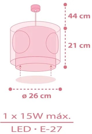 Dalber 60912 - Lampadario per cameretta PRINCESS DANCE 1xE27/15W/230V rosa