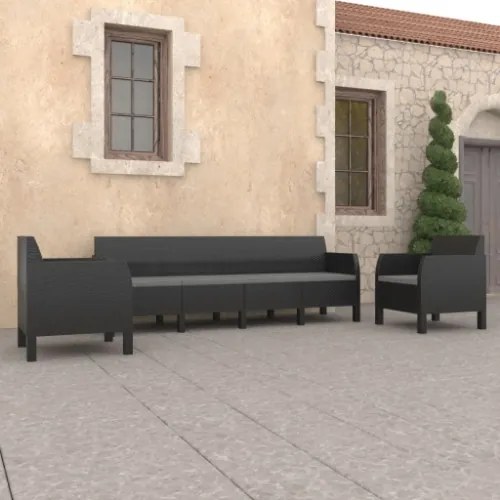 Set Divani da Giardino 3 pz con Cuscini in Rattan PP Antracite