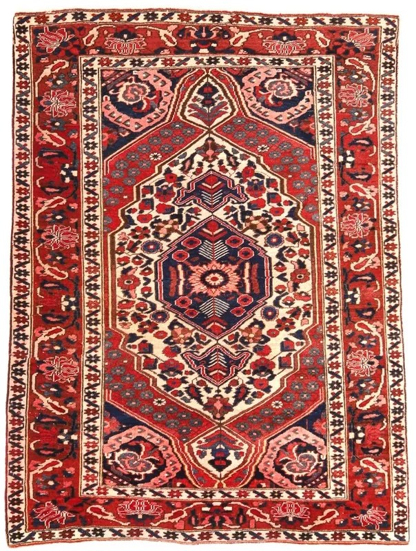 Bakhtiar Tappeto 160x210 Rosso (Iran) Annodato A Mano