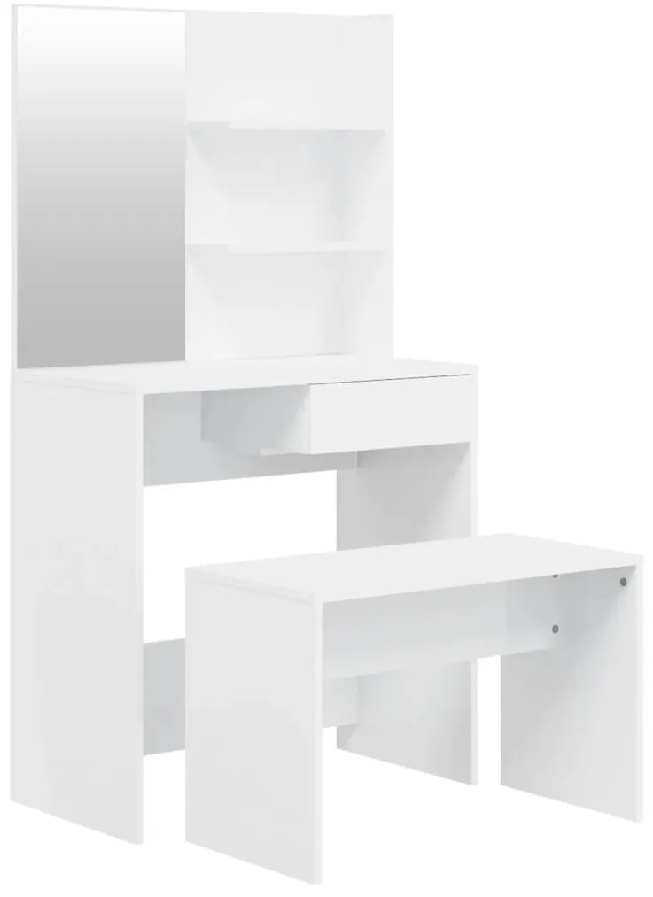 Set tavolo da toeletta bianco lucido 74,5x40x141 cm