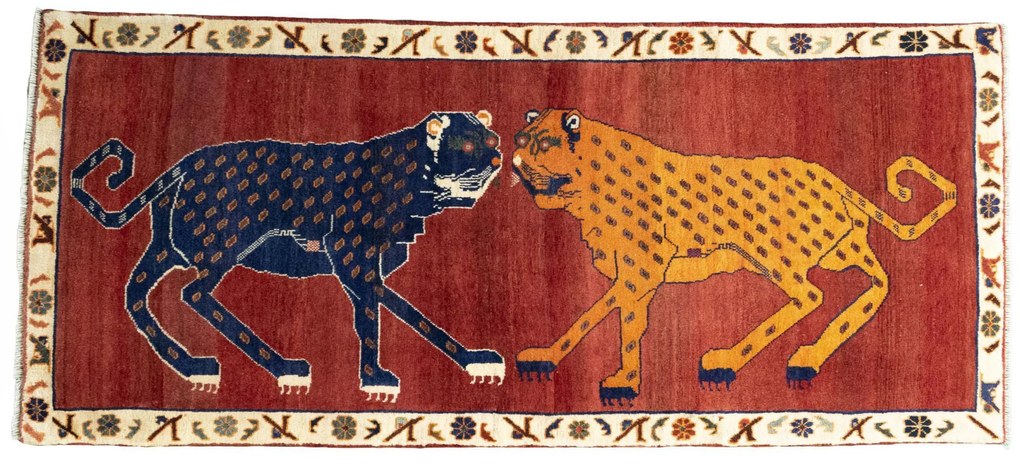 Gabbeh Tappeto persiano 100x240 Rosso (Iran) Annodato A Mano