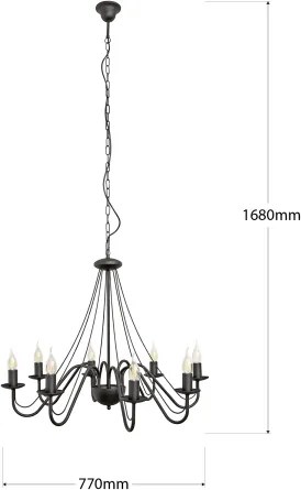 Lampadario a catena MALBO 8xE14/10W/230V nero