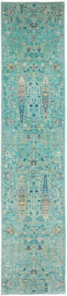 Samarkand Tappeto 390x80 Grigio (Pakistan) Annodato A Mano