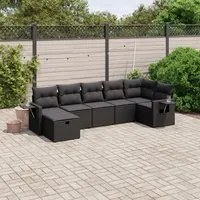 Set Divani da Giardino con Cuscini 7pz Nero Polyrattan 3263811