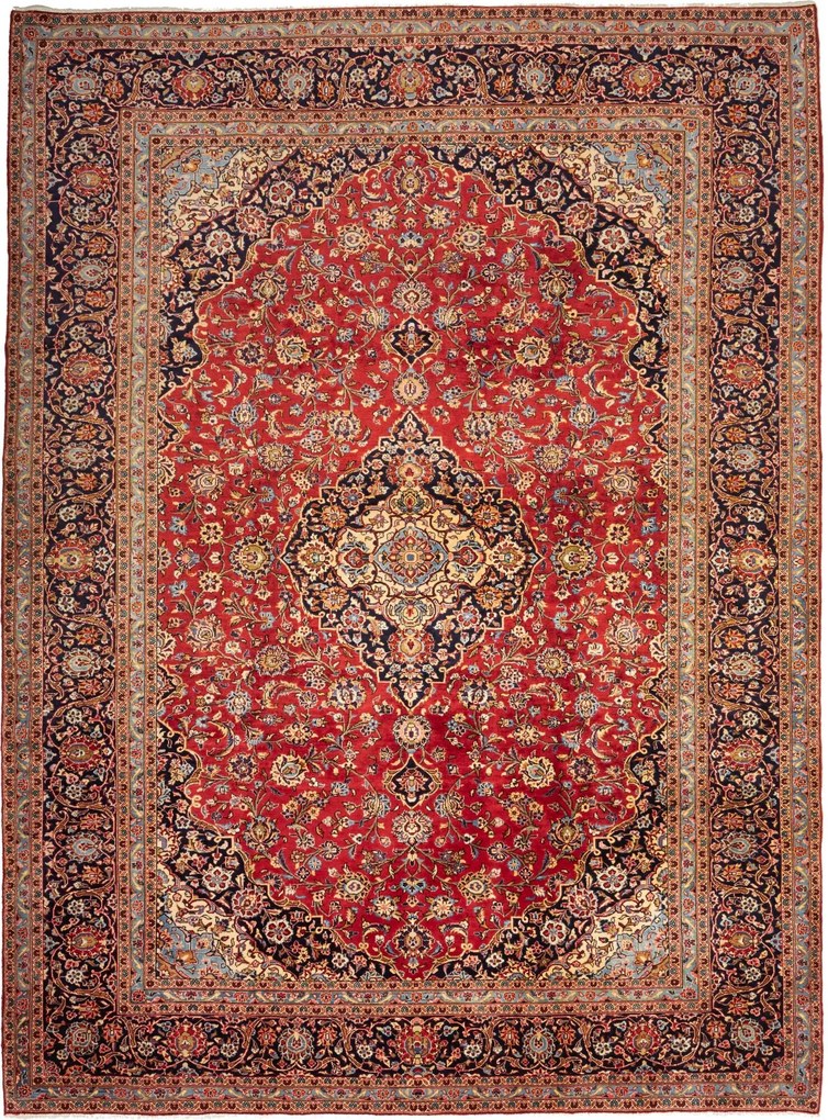 Kashan Tappeto persiano 350 x 260 Rosso (Iran) Annodato A Mano