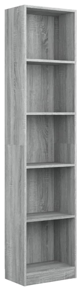 Libreria 5 ripiani grigio sonoma 40x24x175 cm legno multistrato