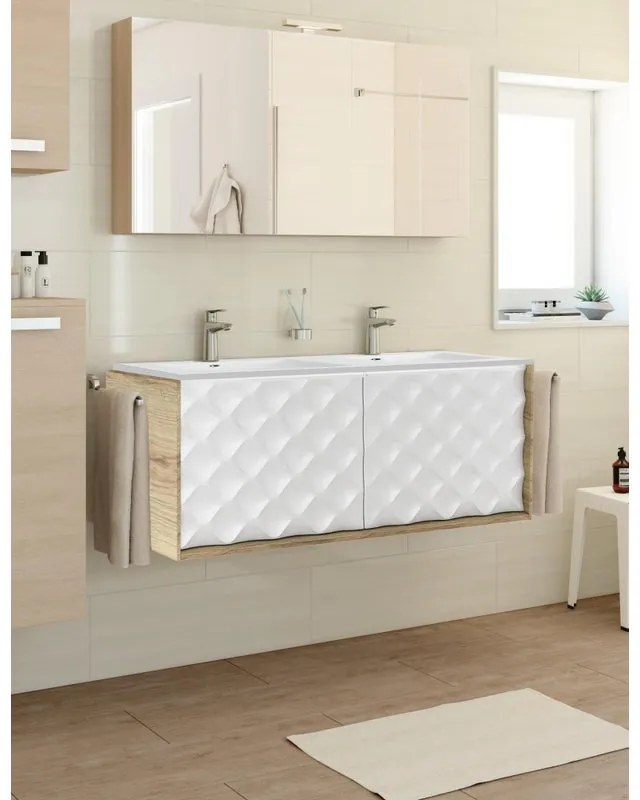 Mobile sottolavabo e lavabo Neo rovere miele/bianco L 120 x H 32 x P 48 cm