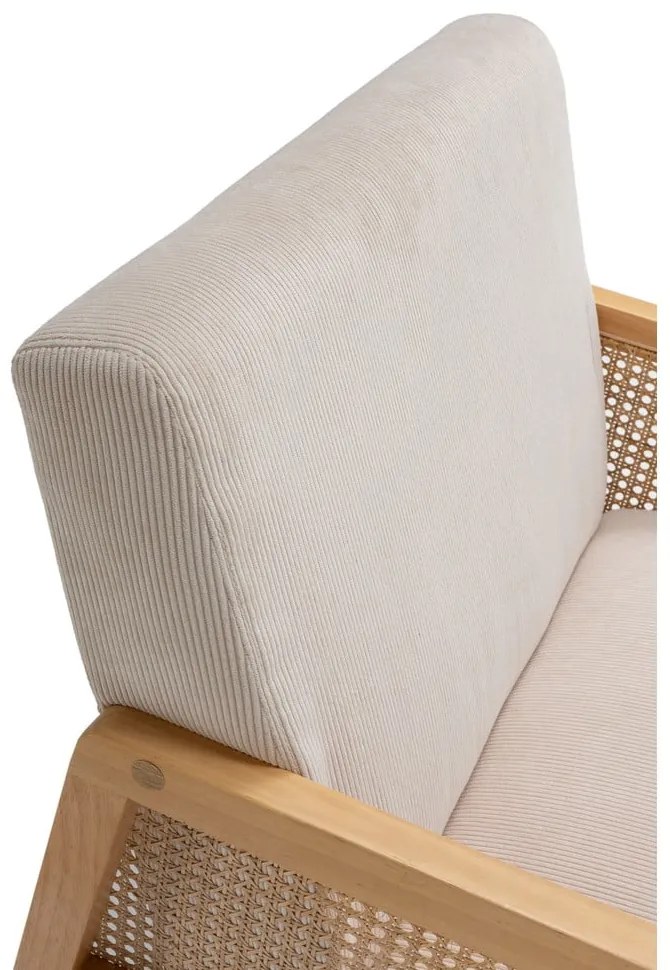 Poltrona con trama beige con rivestimento in velluto a coste Debra – Marckeric