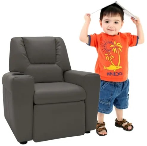 Poltrona Reclinabile per Bambini in Similpelle Grigio Antracite