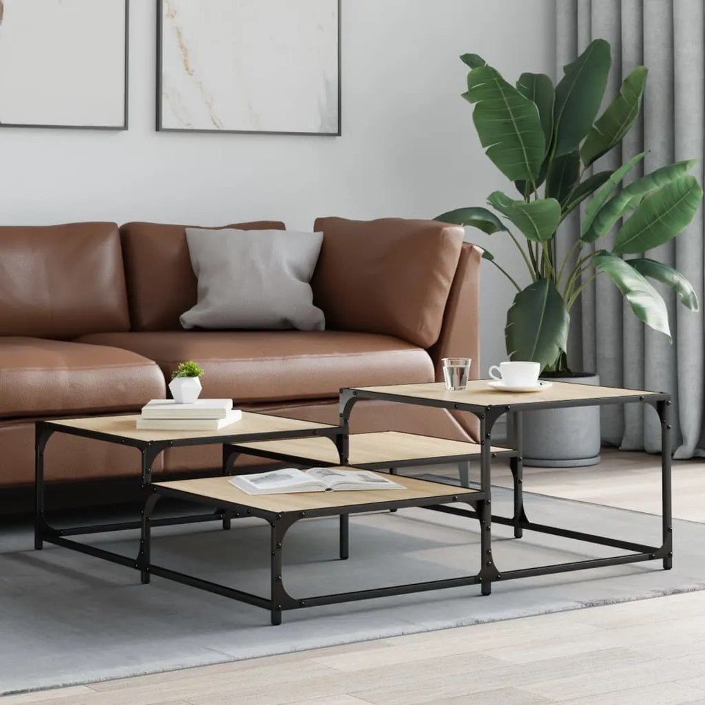 Tavolino salotto rovere sonoma 107x107x40 cm legno multistrato