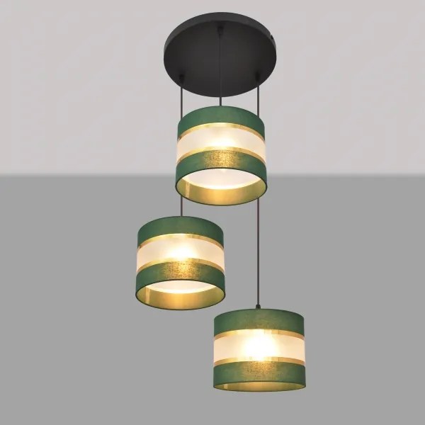 Lampadario a sospensione con filo HELEN 3xE27/15W/230V verde/oro