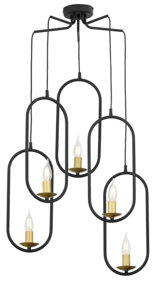 Jupiter 1811 - PI5 E14 - Lampadario a sospensione con filo PONTI 5xE14/40W/230V nero