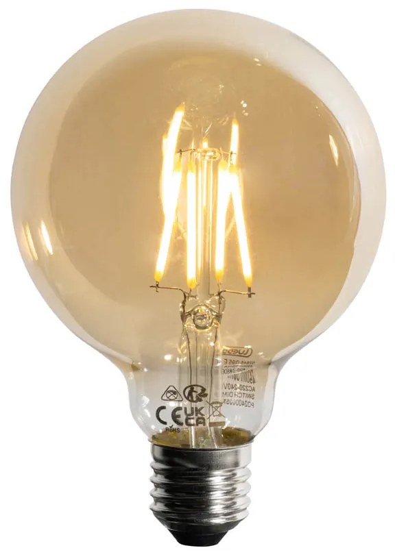 Set di 5 Lampadina LED dimmerabile a 3 livelli E27 oro G95 4W 450lm 2700K