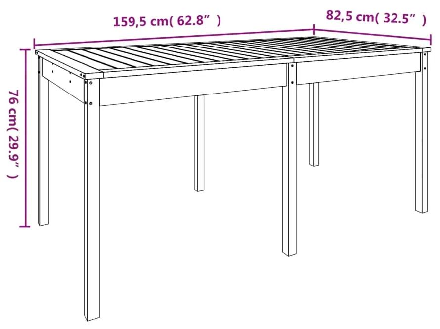 Tavolo da Giardino Nero 159,5x82,5x76 cm Legno Massello di Pino