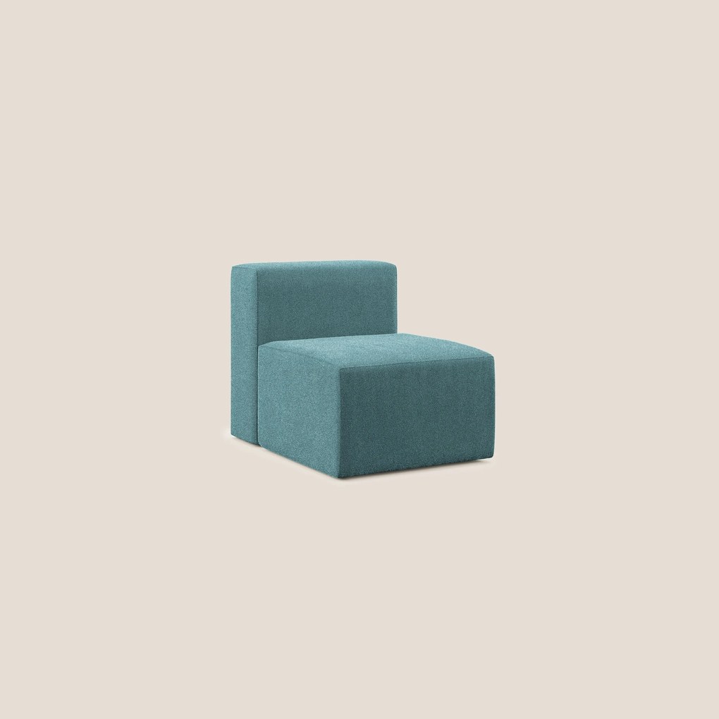 Nettuno modulo poltrona centrale in morbido tessuto bouclè T07 azzurro