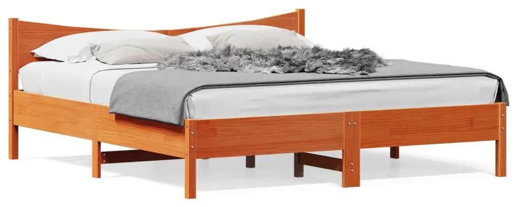 Giroletto Senza Materasso Marrone Cera 180x200 Cm Legno Di Pino /