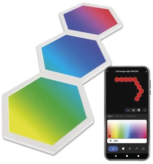 Set espansione 3x pannelli LED RGBIC dimmerabili 1,8W 230V Wi-Fi Tuya