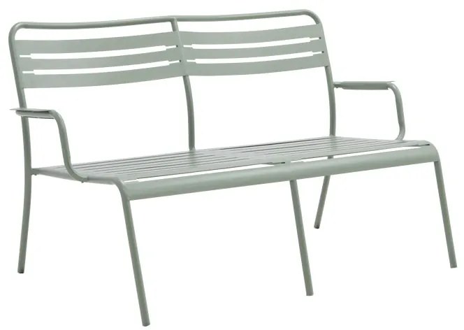 Divano da giardino in acciaio verde con braccioli Cafe, 2 posti