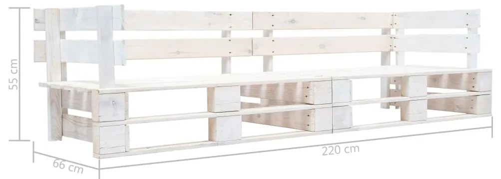 Divano da giardino a 2 posti su pallet bianco in legno