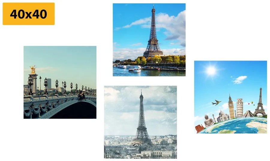Set di quadri – Vista sulla Torre Eiffel a Parigi