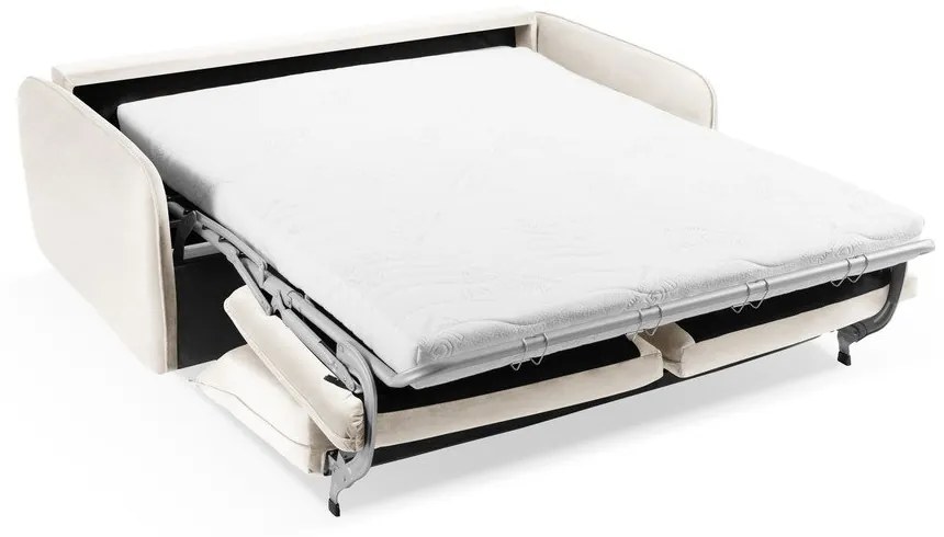 Divano letto in velluto crema 214 cm Vienna - Cosmopolitan Design