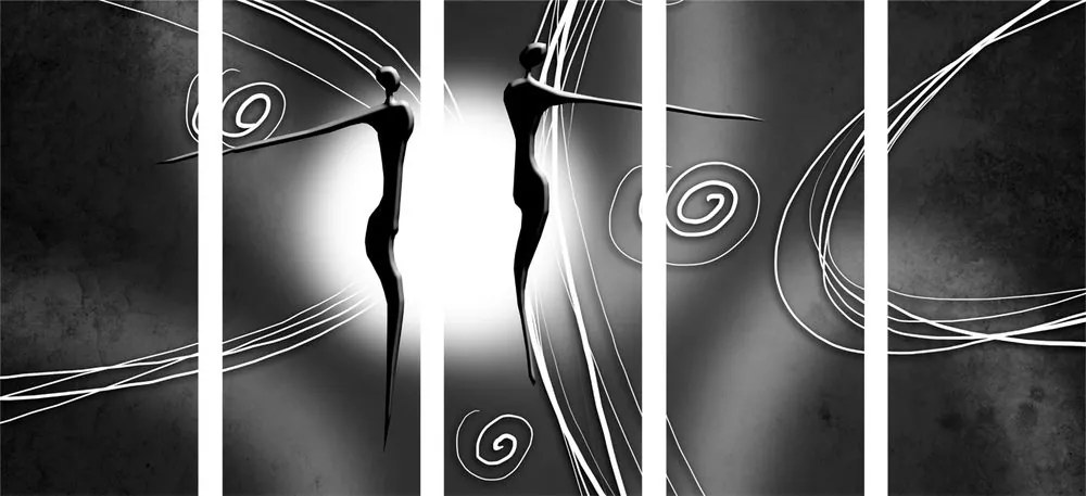 Quadri 5 pezzi – Amore etnico in bianco e nero