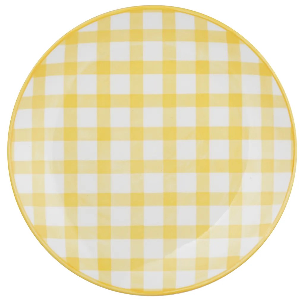 Piatto frutta quadretti giallo 19 cm Vichy